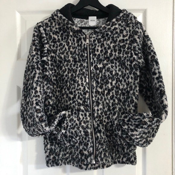 Fluffy animal print hoodie with zipper - Picture 1 of 5